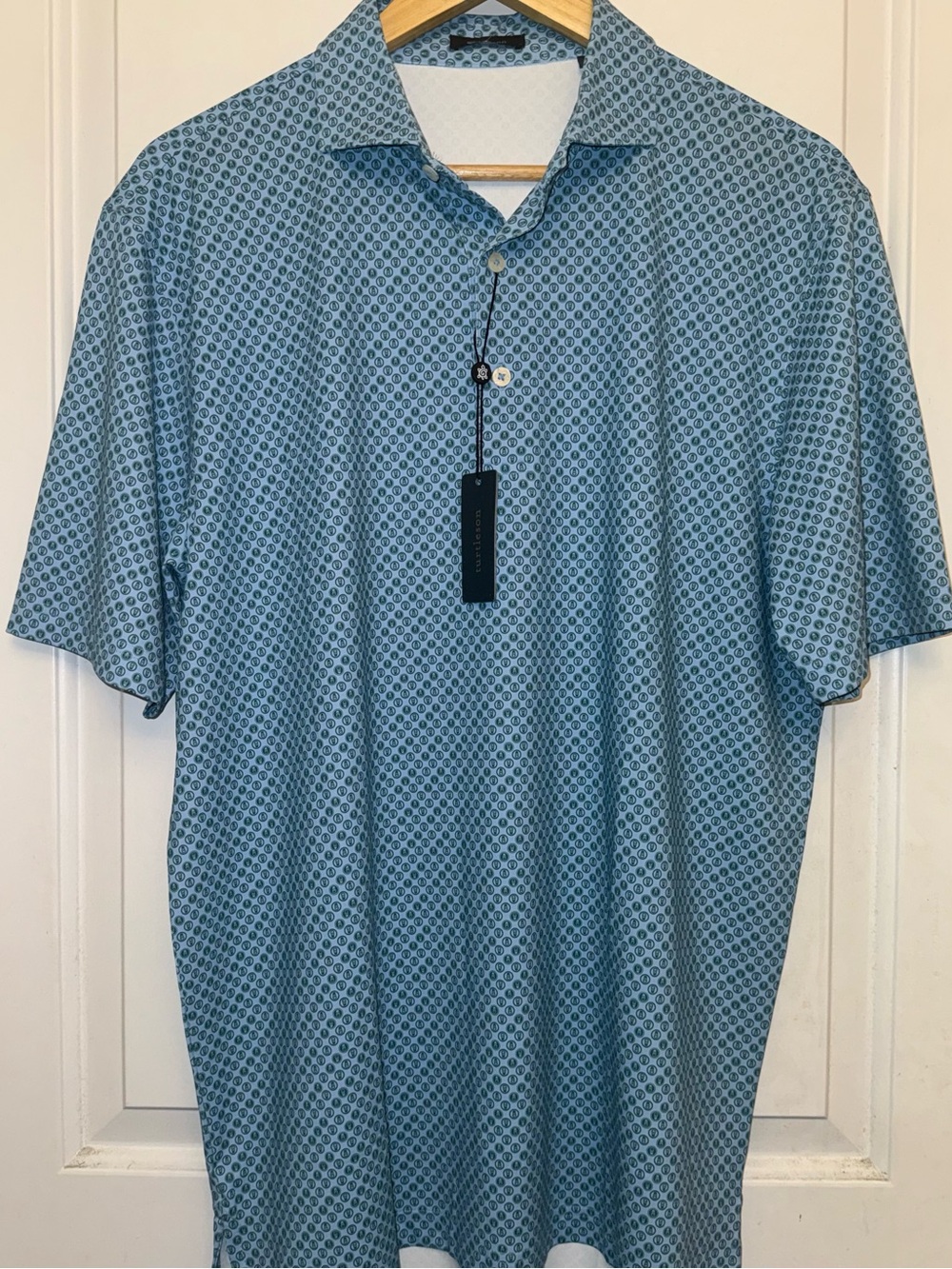 🍺Turtleston NWT “Brew” Performance Polo in Luxe Blue/Evergreen